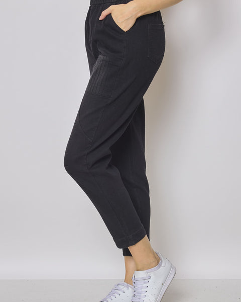 Jean noir patchwork rayures