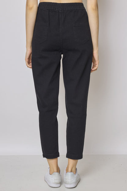 Schwarze Jeans mit japanischen Candlestick-Prints