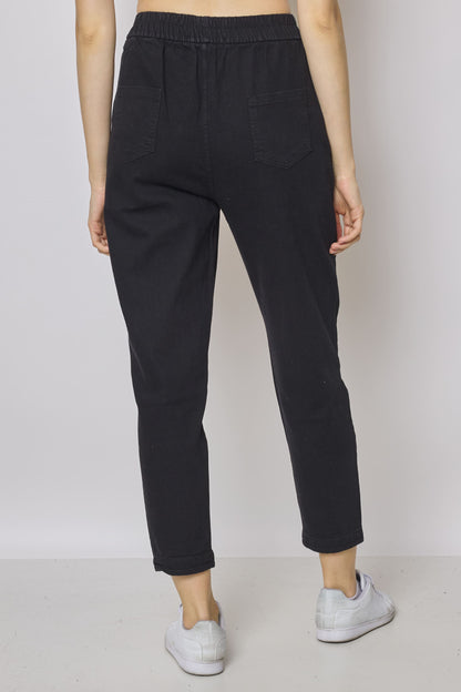 Schwarze Jeans mit japanischen Candlestick-Prints