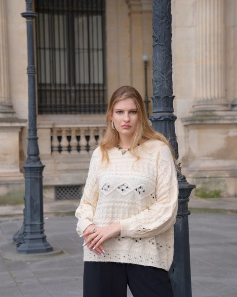 Pull oversize en laine et coton