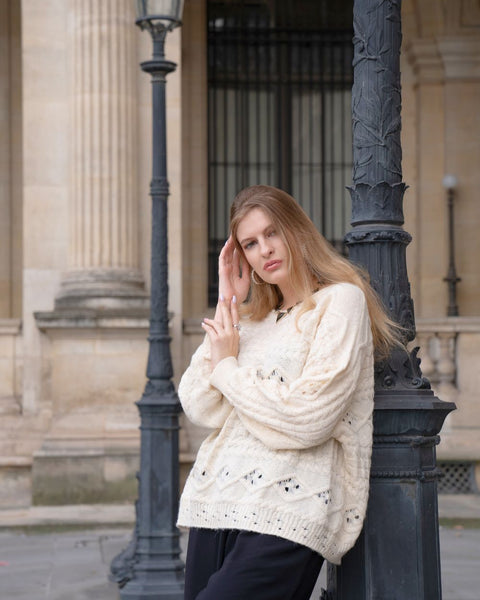 Pull oversize en laine et coton