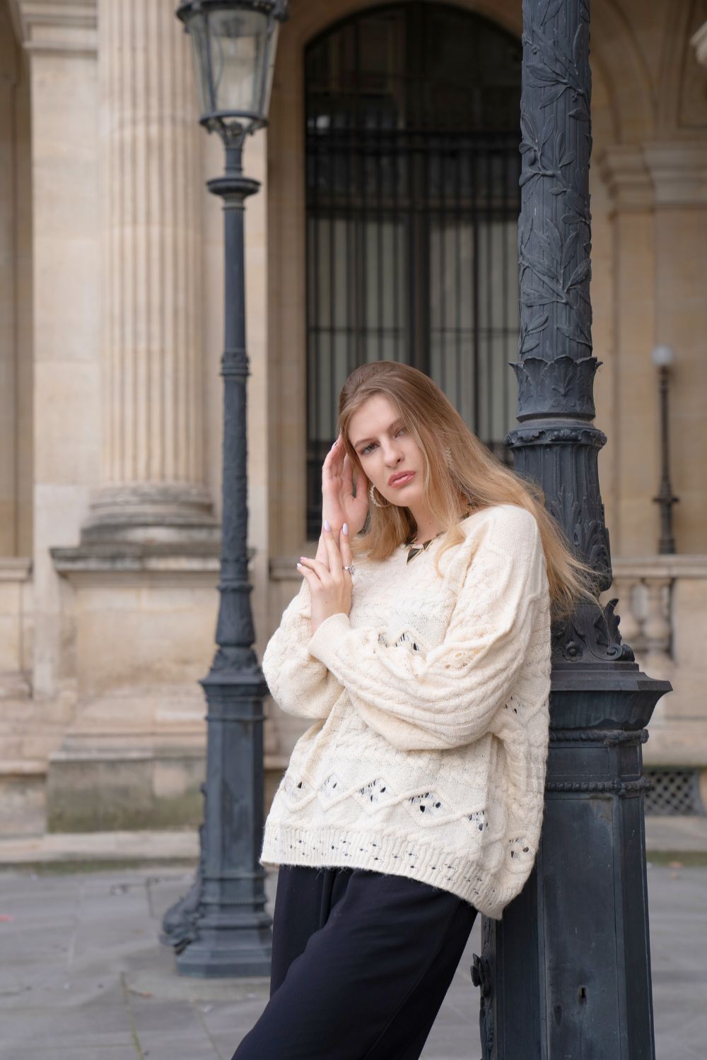 Oversized wool and cotton sweater