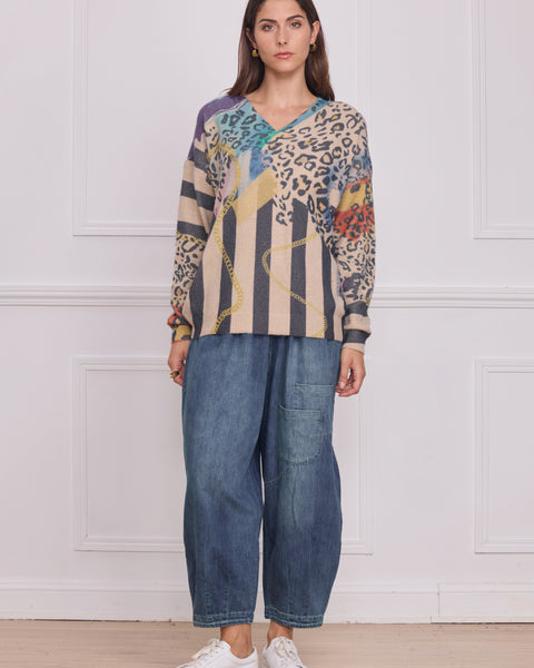Pull léopard multicolore - X-C1