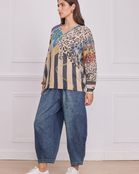 Pull léopard multicolore - X-C1