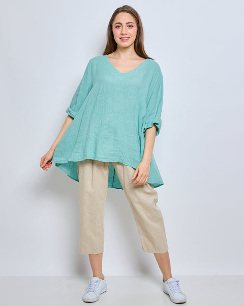 Haut en lin asymétrique