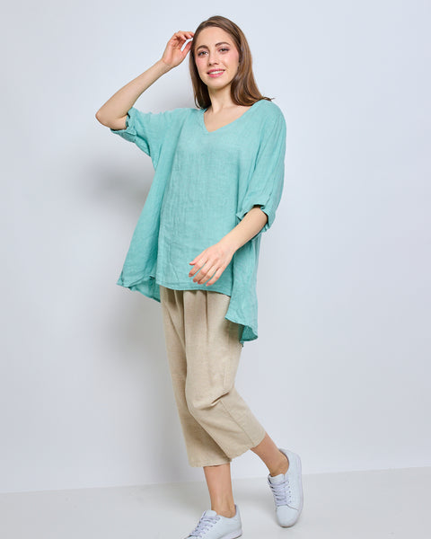 Haut en lin asymétrique