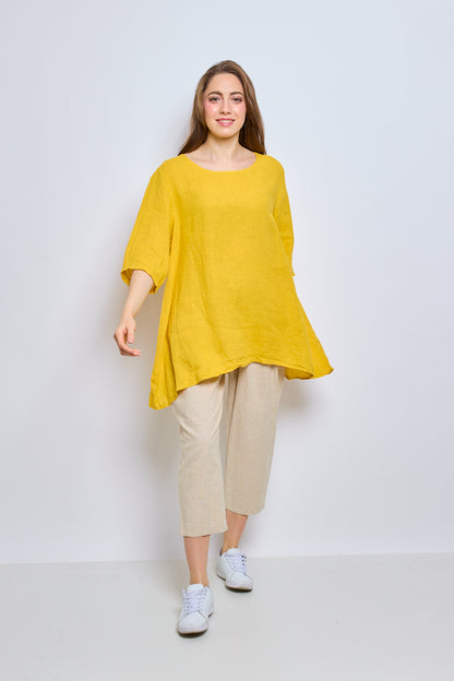 Round neck linen top