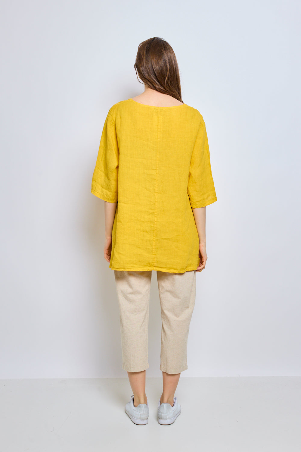 Round neck linen top