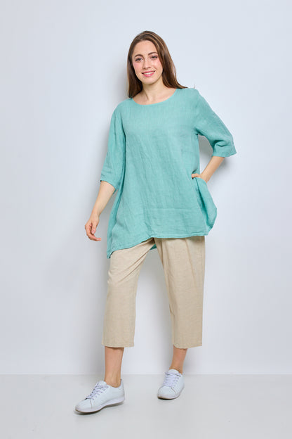 Round neck linen top