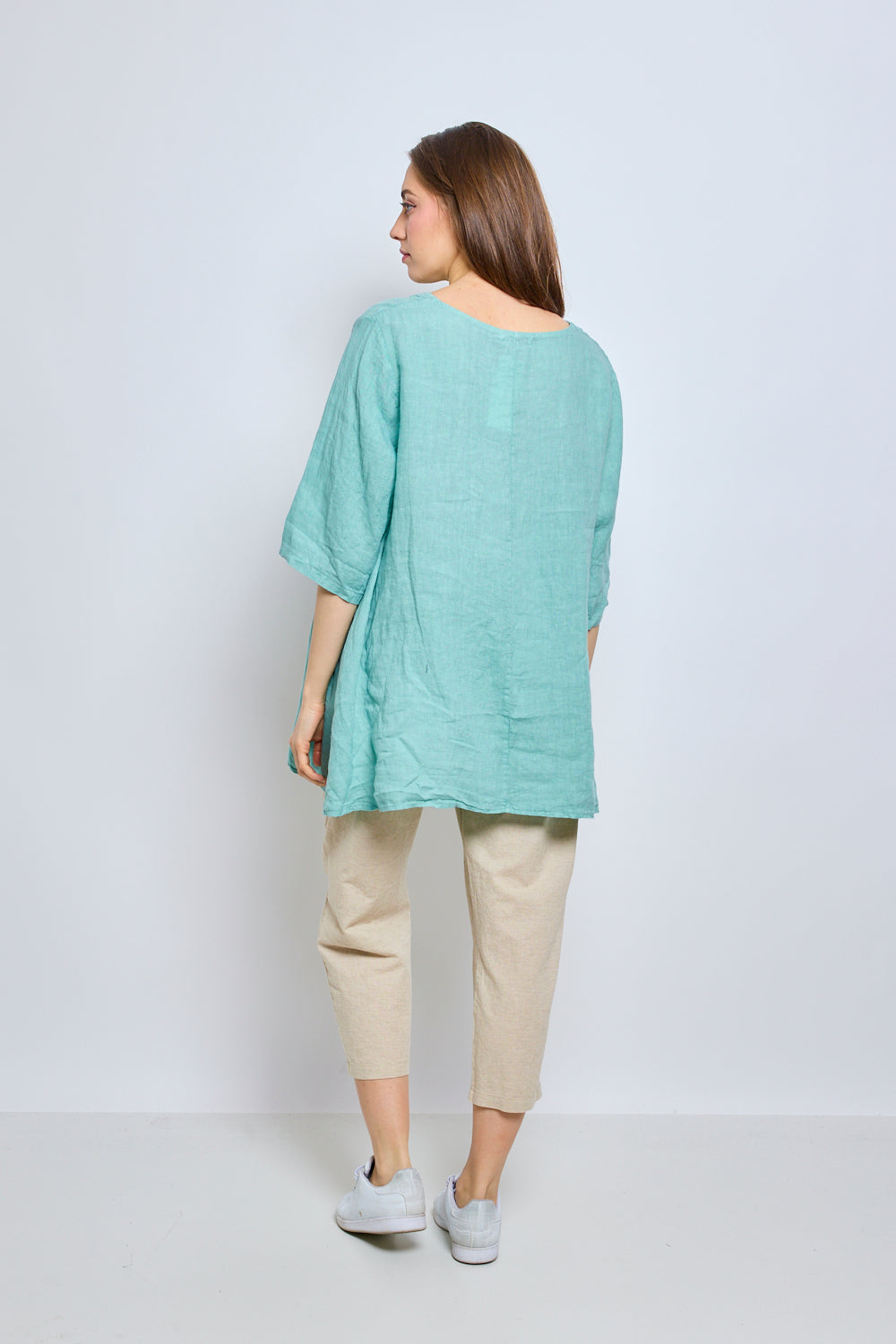 Round neck linen top