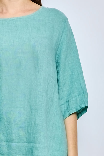 Round neck linen top