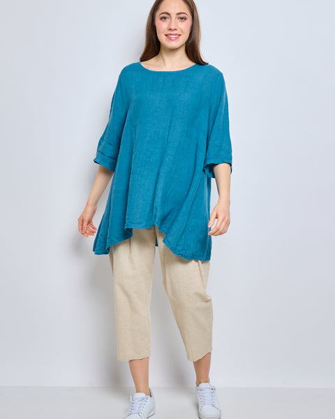 Haut en lin col rond