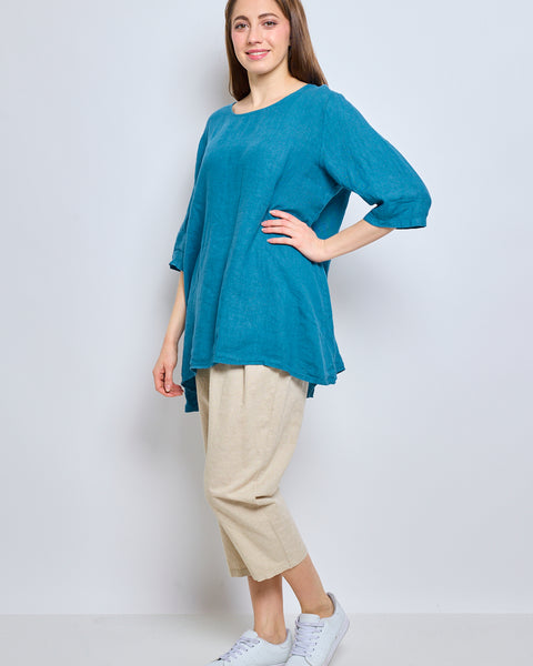 Haut en lin col rond