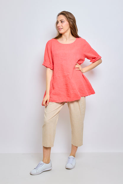 Round neck linen top