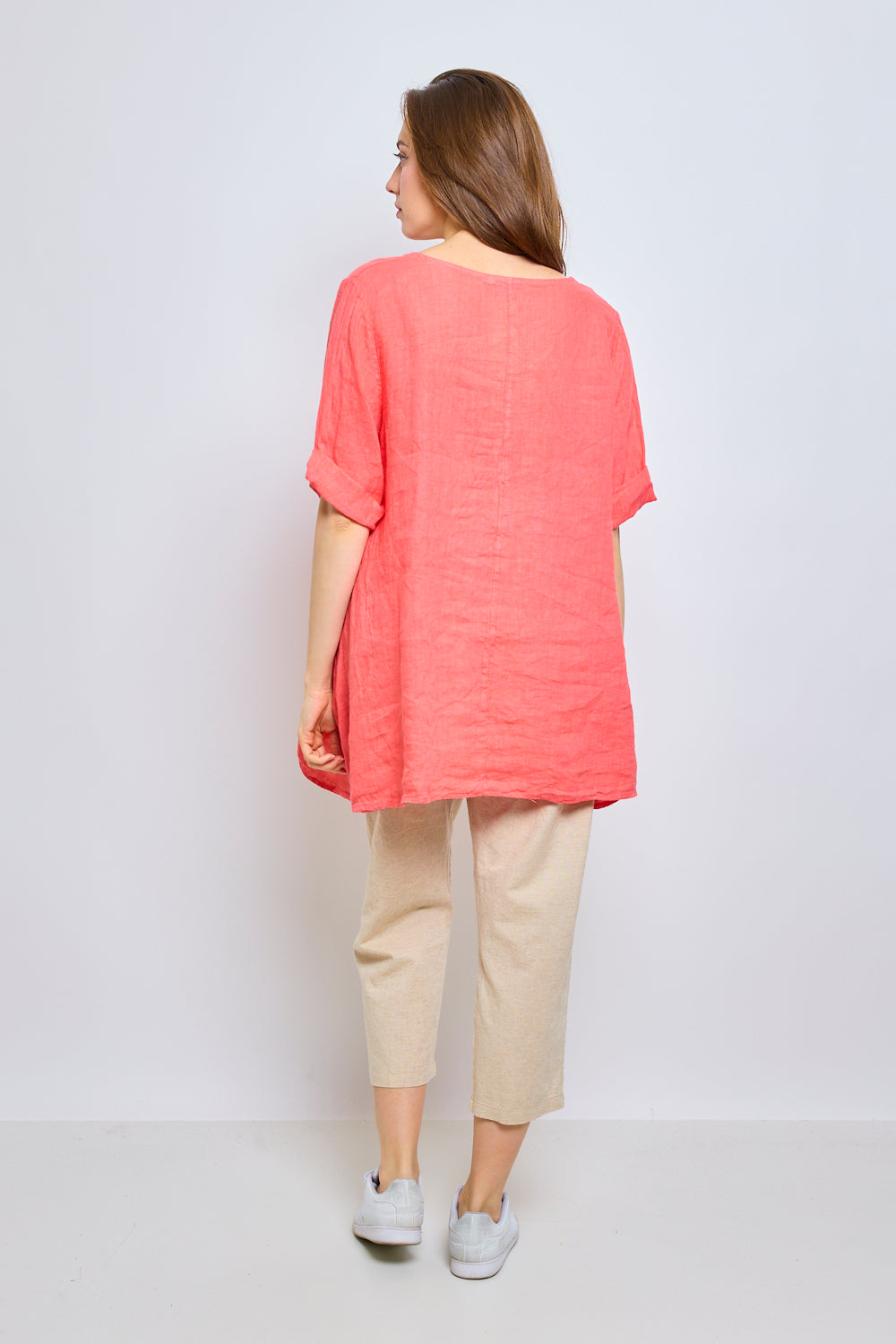 Round neck linen top