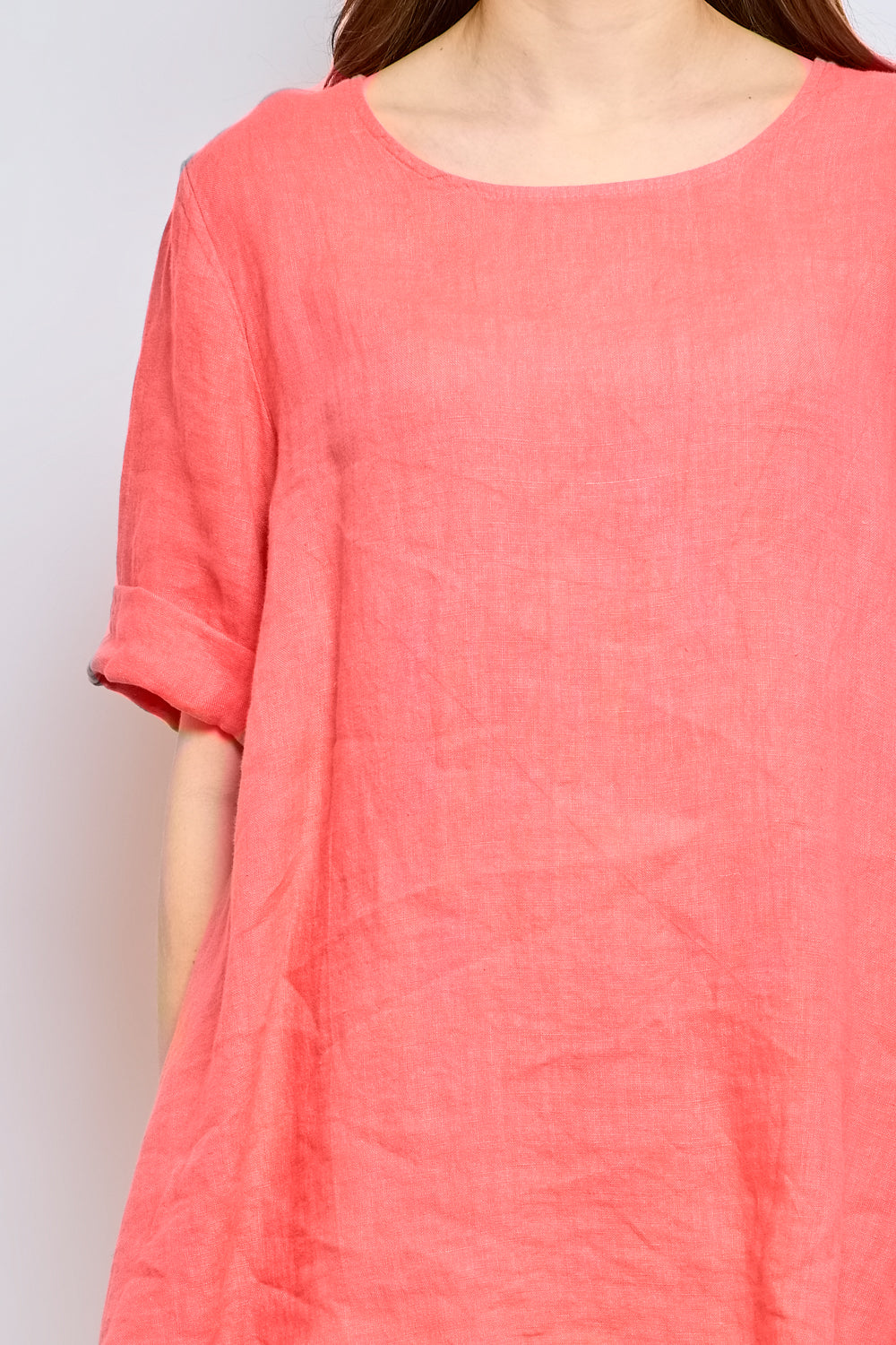 Round neck linen top