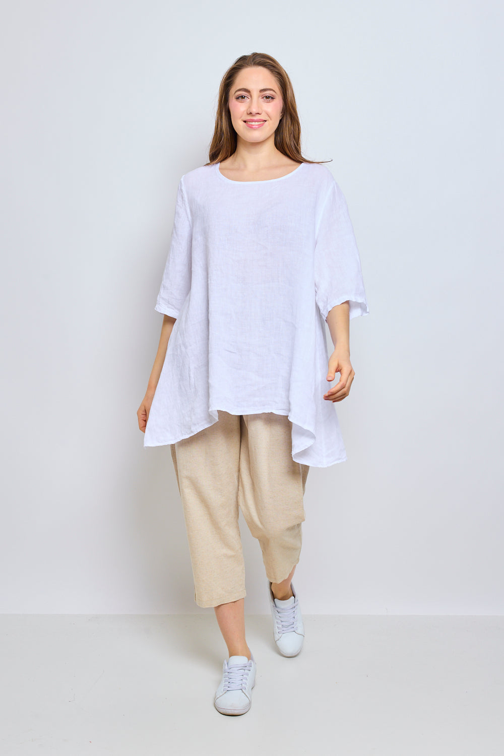 Round neck linen top