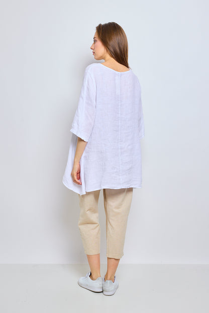 Round neck linen top