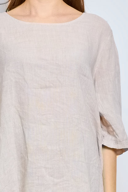 Round neck linen top