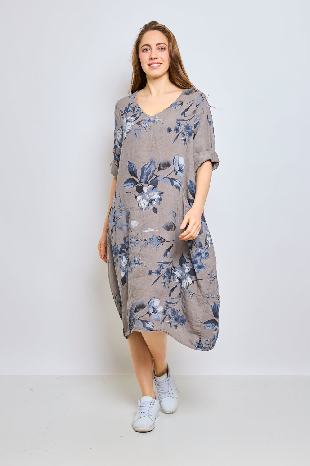 Floral linen dress