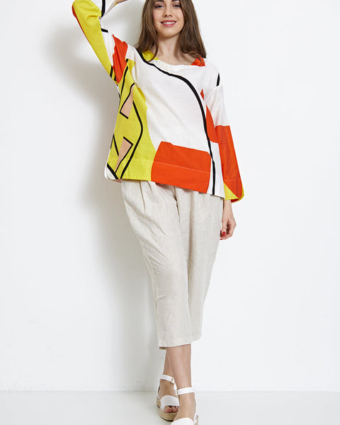 Blouse lumineuse à impression moderne