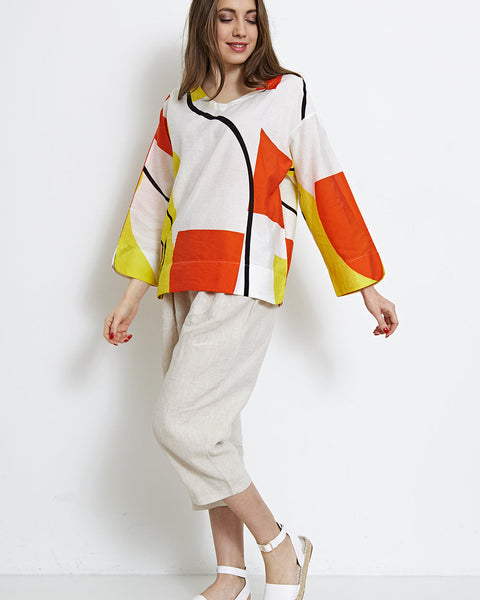 Blouse lumineuse à impression moderne