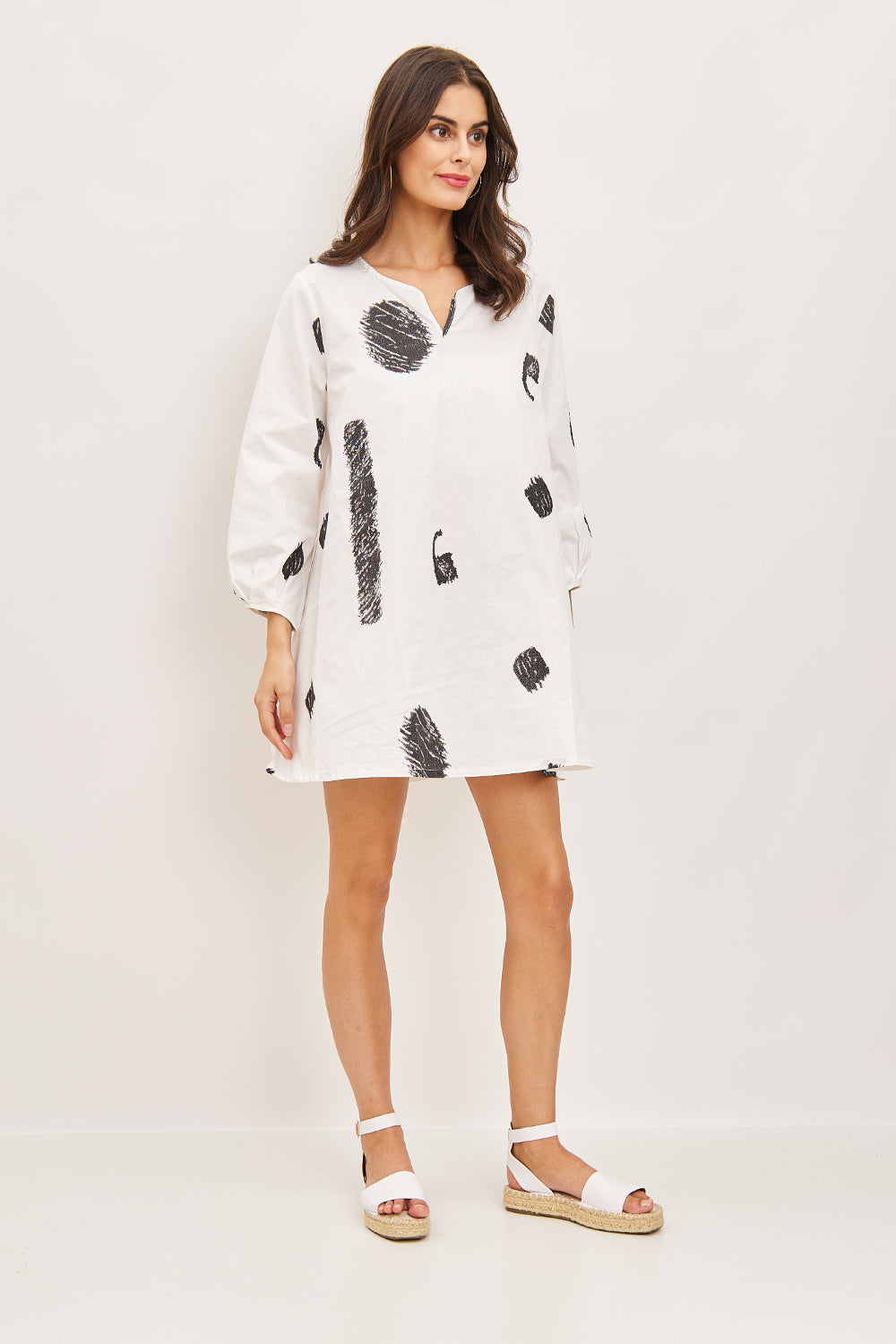 Mid-length sleeve tunic dress