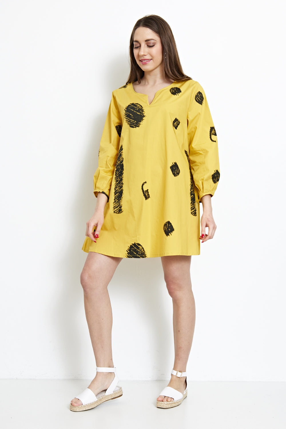 Mid-length sleeve tunic dress