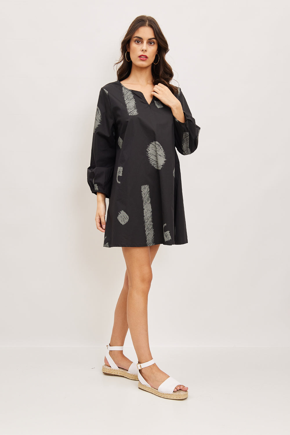 Mid-length sleeve tunic dress