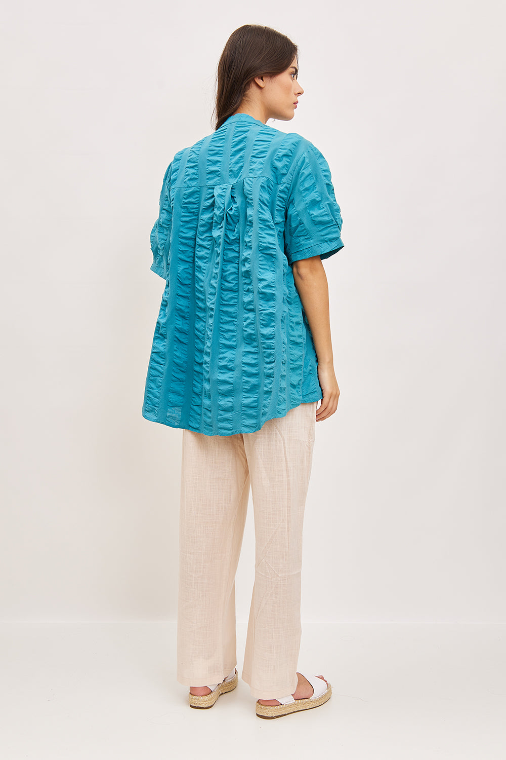 Asymmetrical pleated blouse