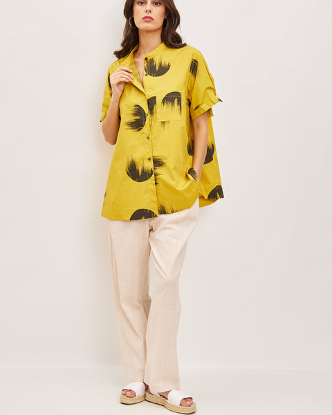 Blouse chemise courte à motifs cercles flamboyants