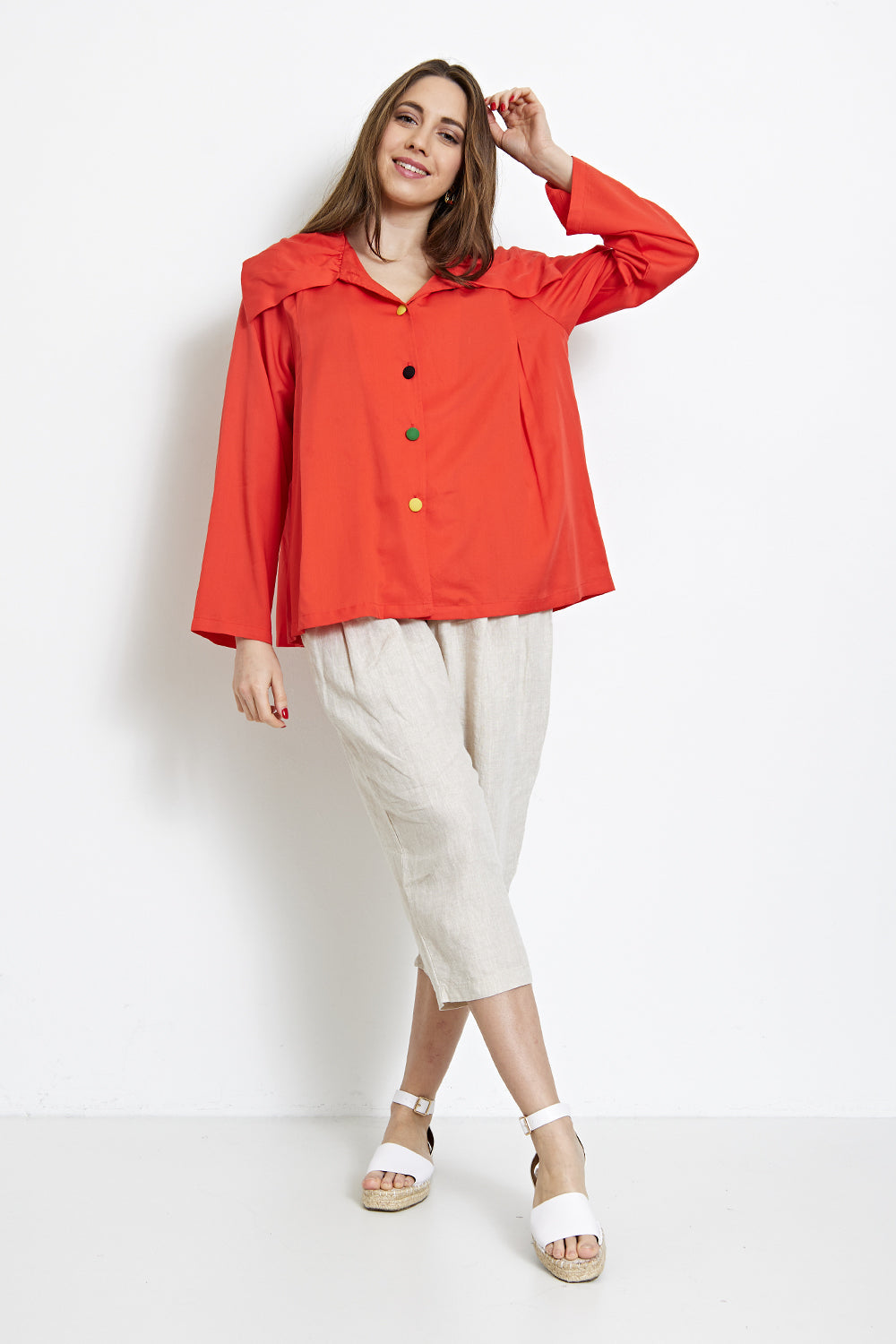Blouse jacket with colorful buttons