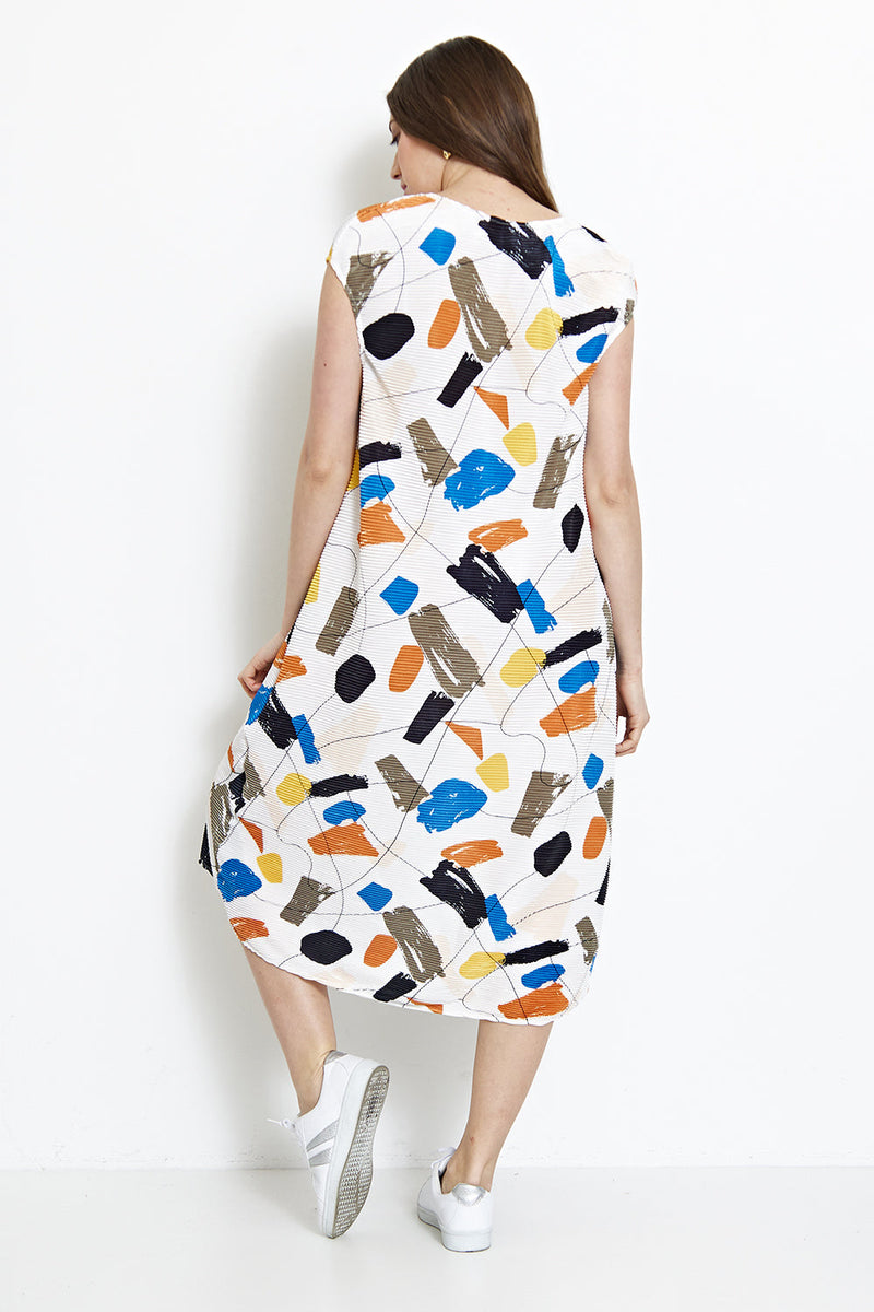 Robe tunique sans manches à plis