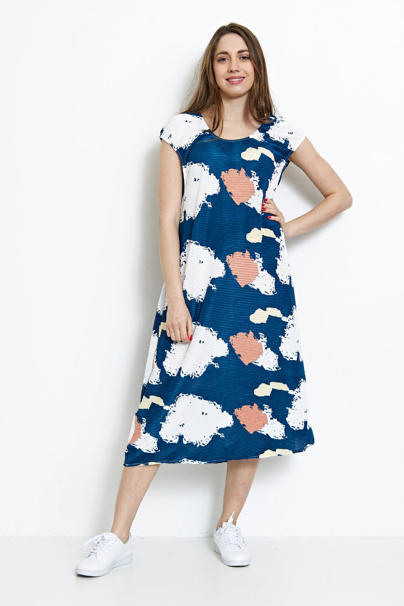 Robe tunique sans manches à plis