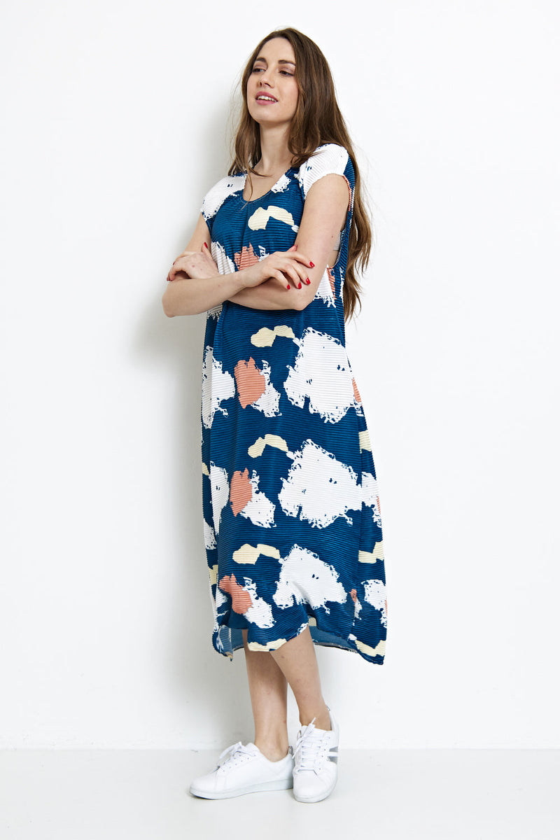 Robe tunique sans manches à plis