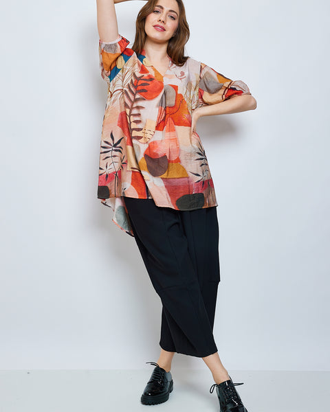 Top orangé aux couleurs vibrantes