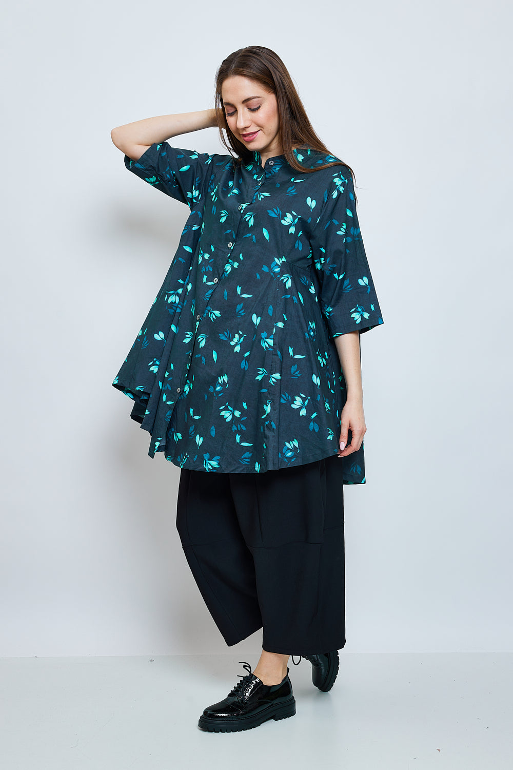 Turquoise cherry blossom shirt