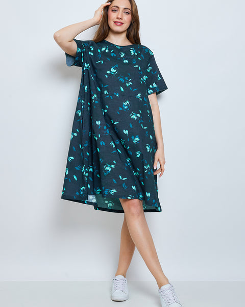 Robe aux fleurs de cerisiers turquoise