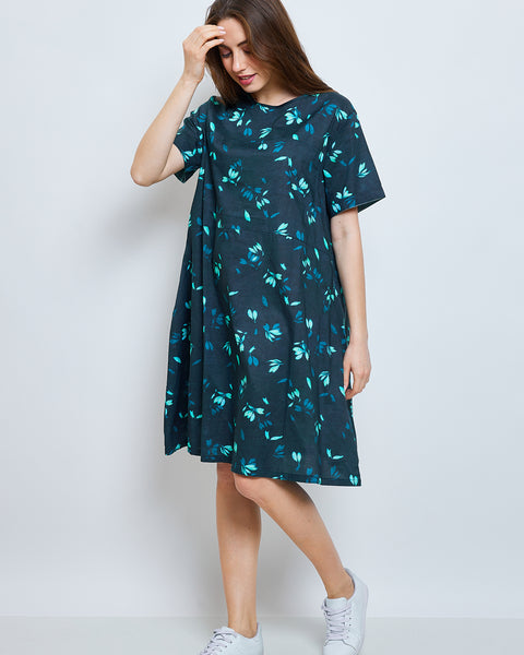 Robe aux fleurs de cerisiers turquoise