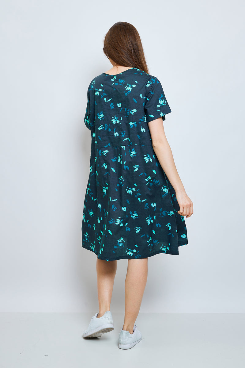 Robe aux fleurs de cerisiers turquoise