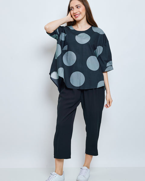 Blouse à ronds bleus