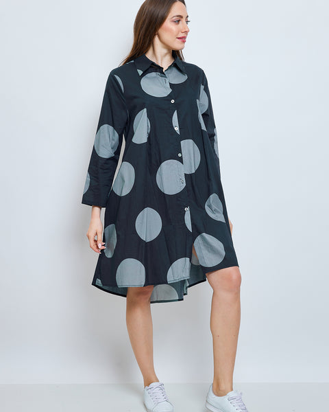 Chemise à ronds bleus