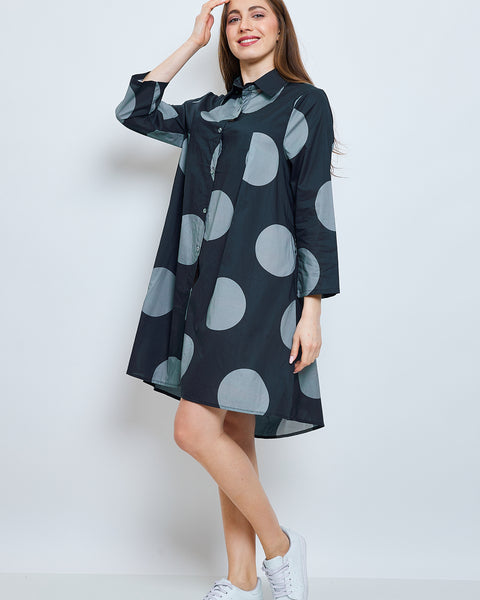 Chemise à ronds bleus