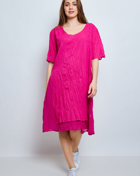 Robe en coton froissée