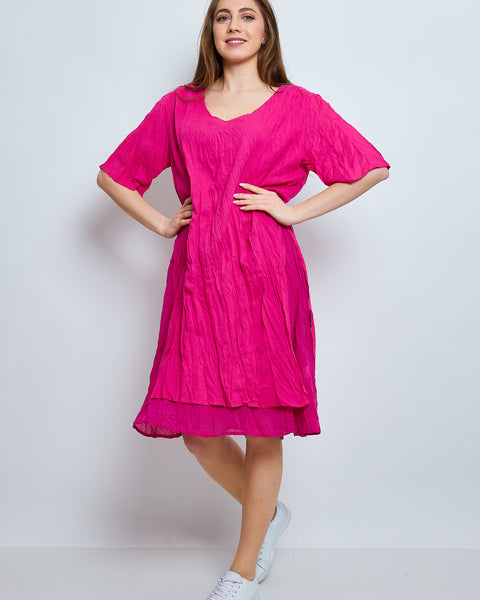 Robe en coton froissée