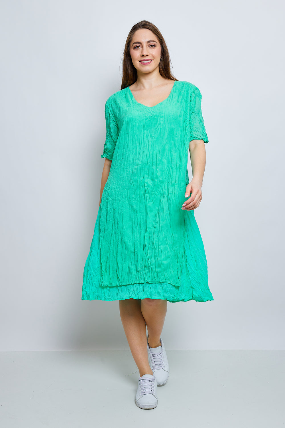 Crinkled cotton dress