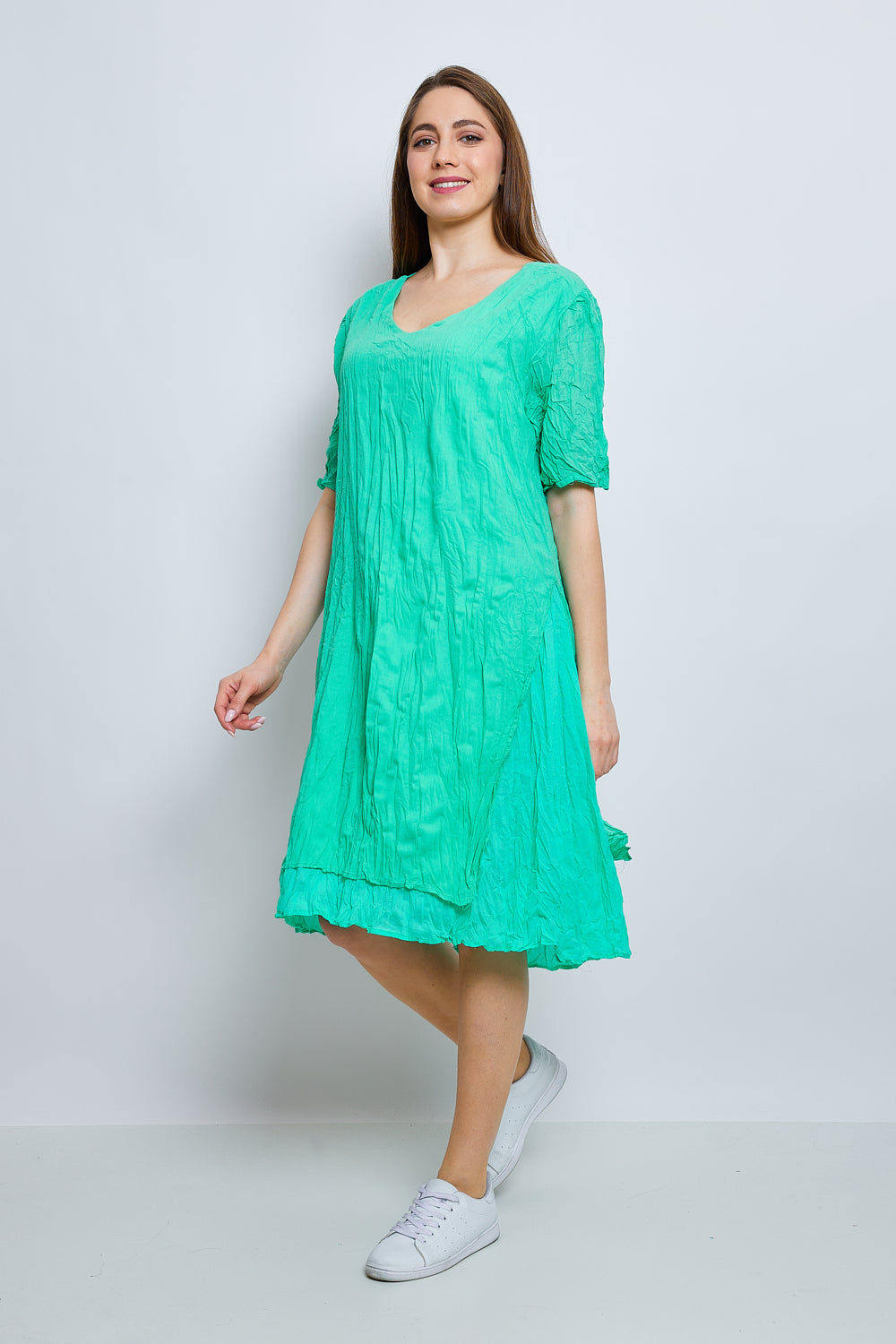 Crinkled cotton dress