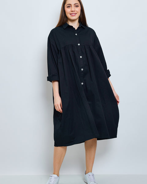 Longue chemise unie en coton