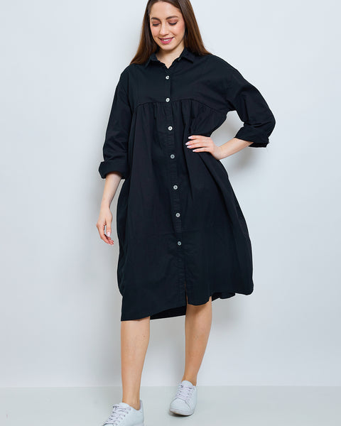 Longue chemise unie en coton