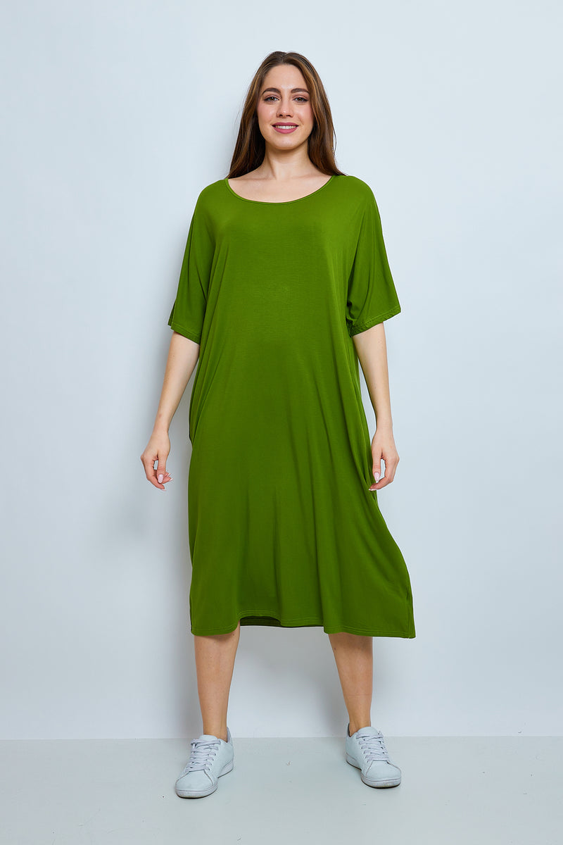 Robe unie aux manches courtes